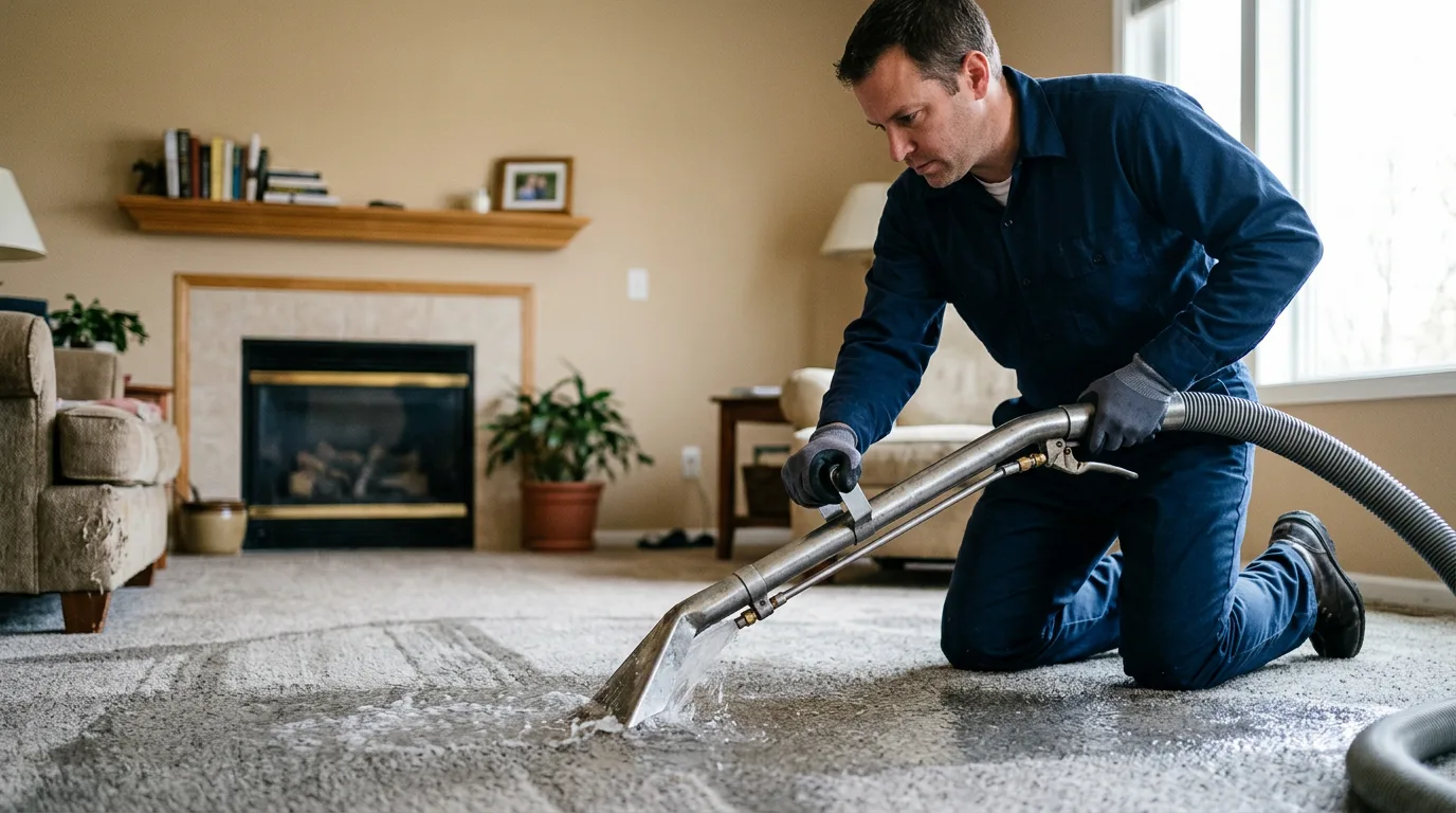 Water damage restoration technician working near Dudley, MO